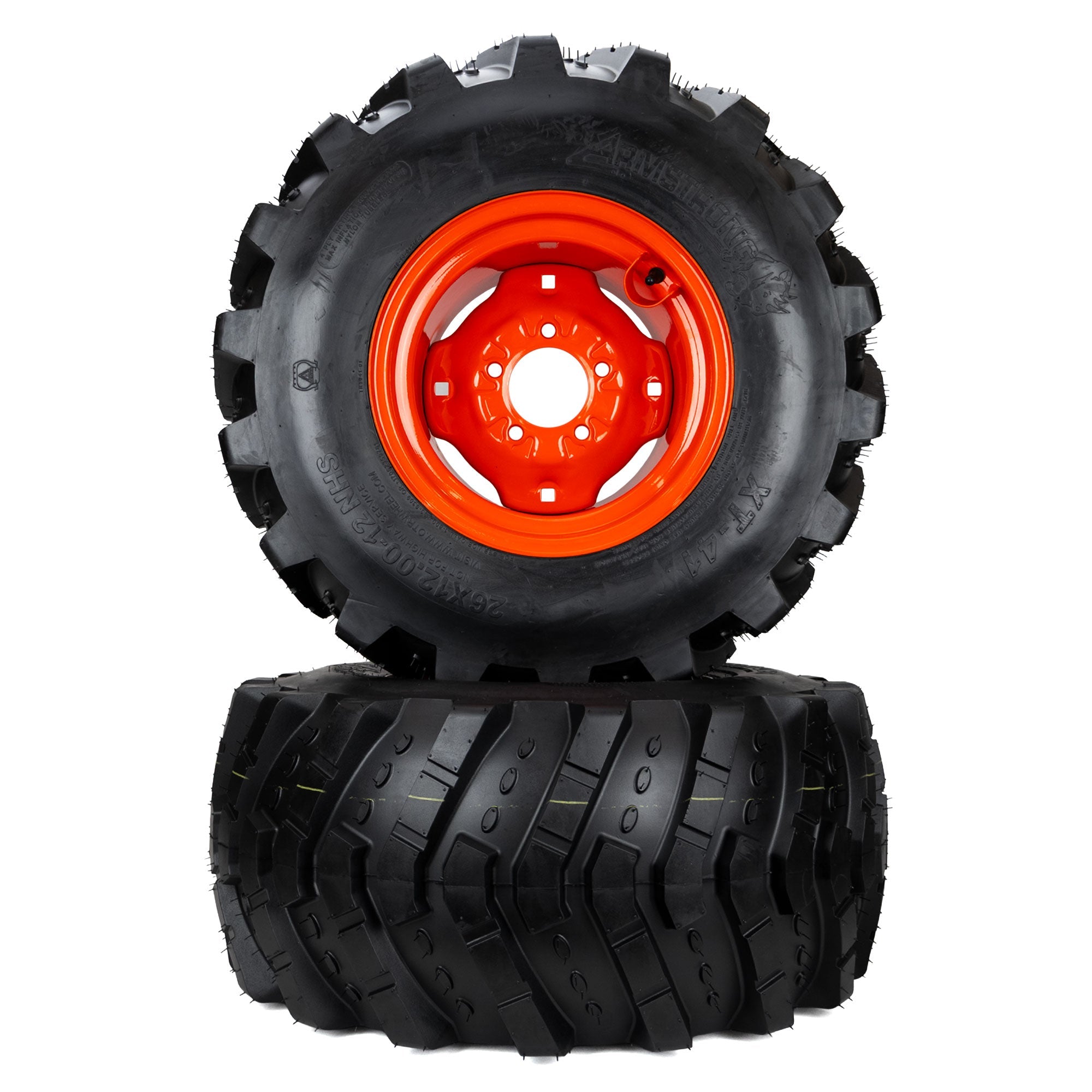 2) Aggressive Tire Assemblies 26x12.00-12 Fits Kubota BX Series