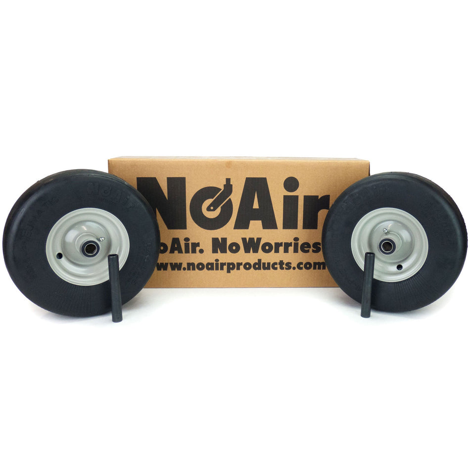 NoAir® (2) Gravely Ariens Flat Free Wheel Assemblies 11x4.00-5 Light Gray Repl 07100124