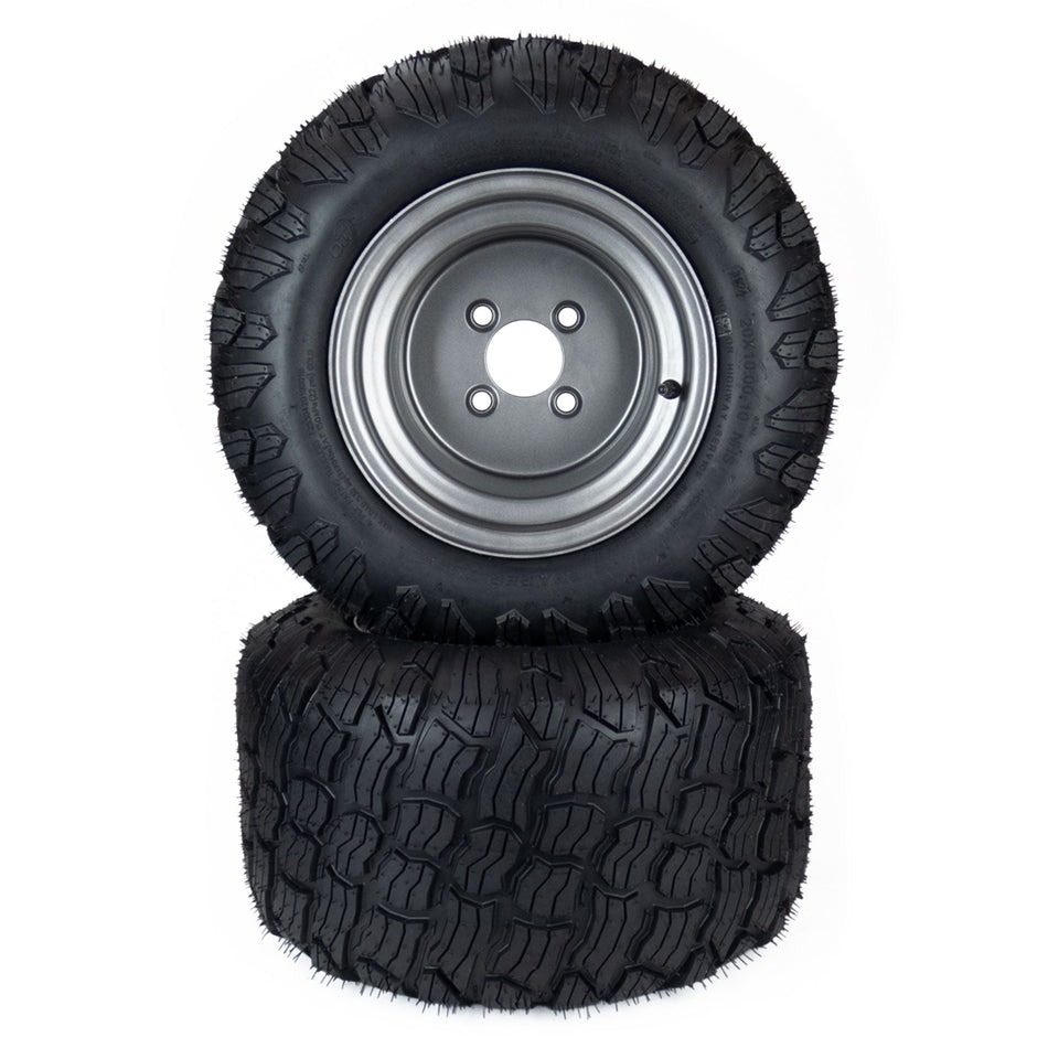 (2) Wide Stance Reaper Turf Tire Assemblies 20x10.00-10 Fits Gravely Compact Pro 44 07101310