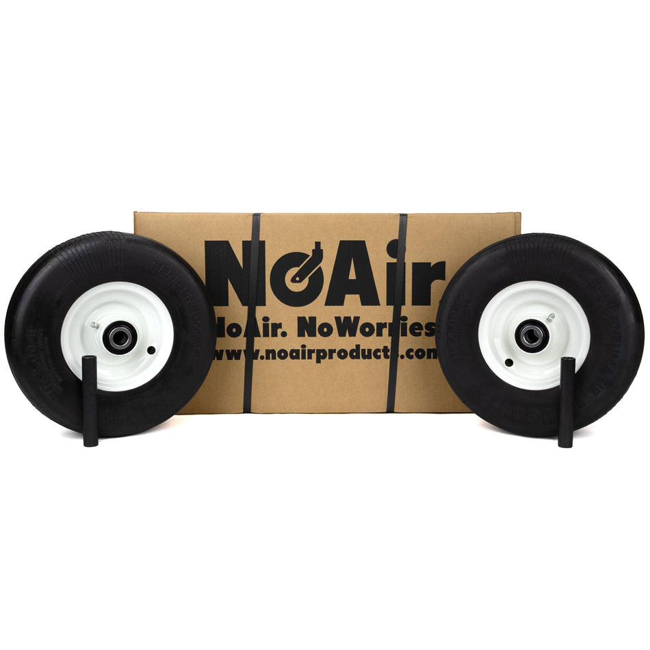 NoAir® (2) Flat Free Tire Assemblies 11x4.00-5 Compatible with Worldlawn Viper 46" 50" 60" Venom 52" 5002100 5002101 5002102