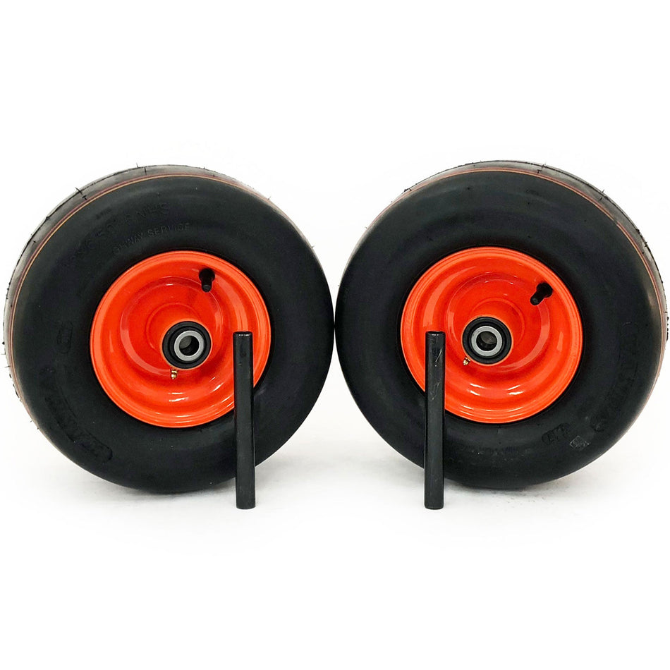 (2) Pneumatic Wheel Assemblies 13x6.50-6 Orange Fits Kubota Z700 Series
