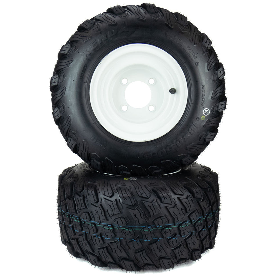 (2) Universal Reaper Turf Tire Assemblies 18X8.50-8 No Lift Required