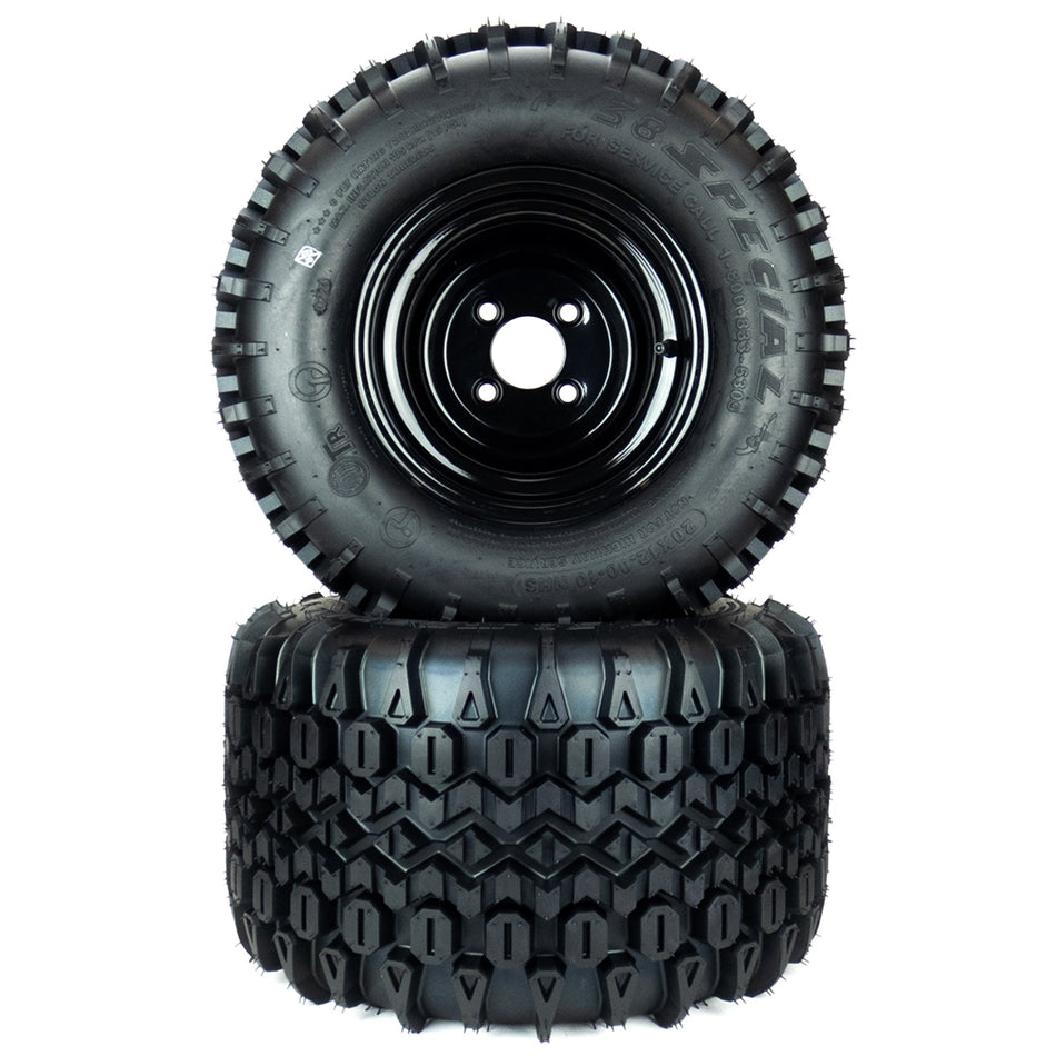 (2) Wide Stance Aggressive Tire Assemblies 20x12.00-10 Fits Gravely Ariens ZT XL 48" 52" 60" ZTX Stealth 52" Ikon Onyx 52" 07101426