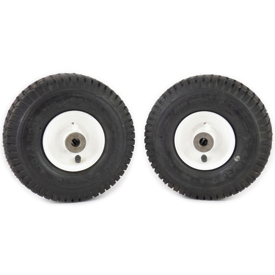 (2) Utility All Purpose Flat Free Assemblies 4.10x3.50-4 .65 Diameter - 4" Hub