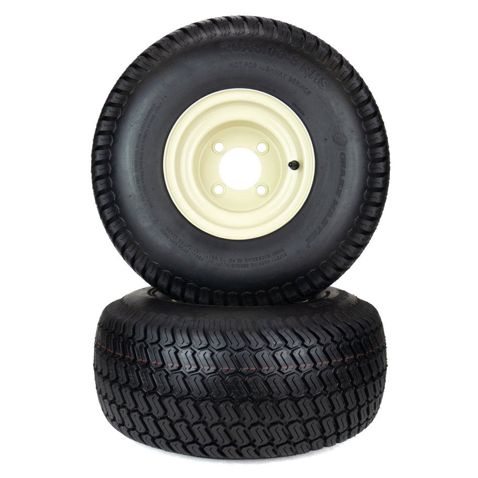(2) Turf Tire Assemblies 20x8.00-8 Fits Cub Cadet ZT1 42" 46" 634Z05924 634Z07264