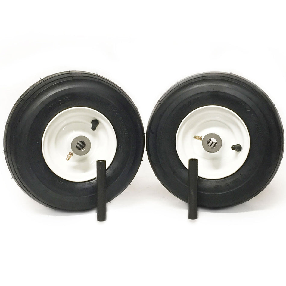 (2) Universal 11x4.00-5 Ribbed Caster Wheel Assembly Zero Turn 3/4" bearings