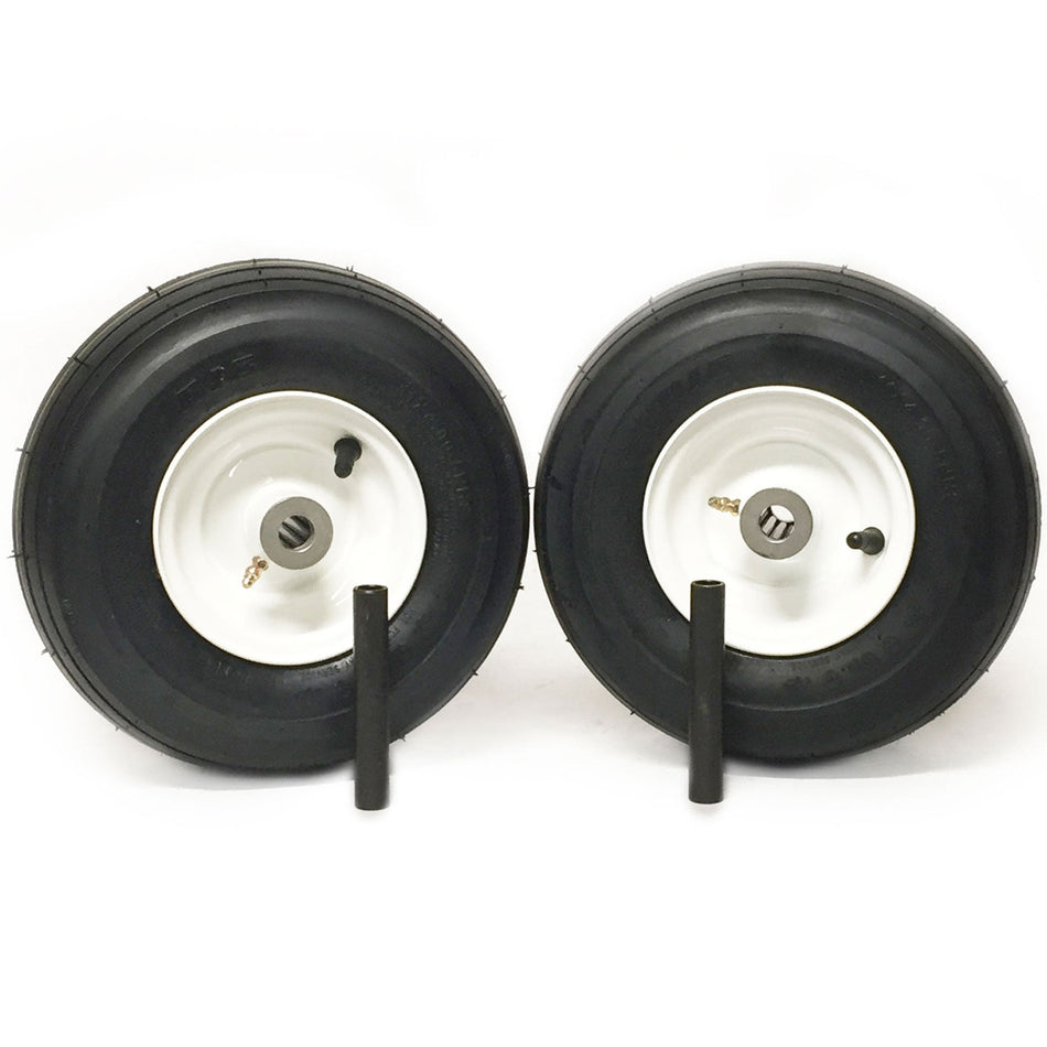 (2) Pneumatic Tire Assemblies 11x4.00-5 Universal Ribbed Zero Turn 3/4" Bearings