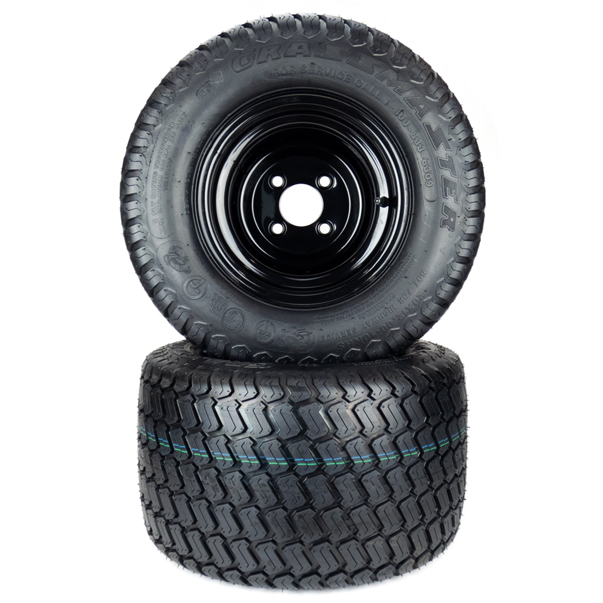2) Wide Stance Turf Tire Assemblies 20x12.00-10 Fits Gravely