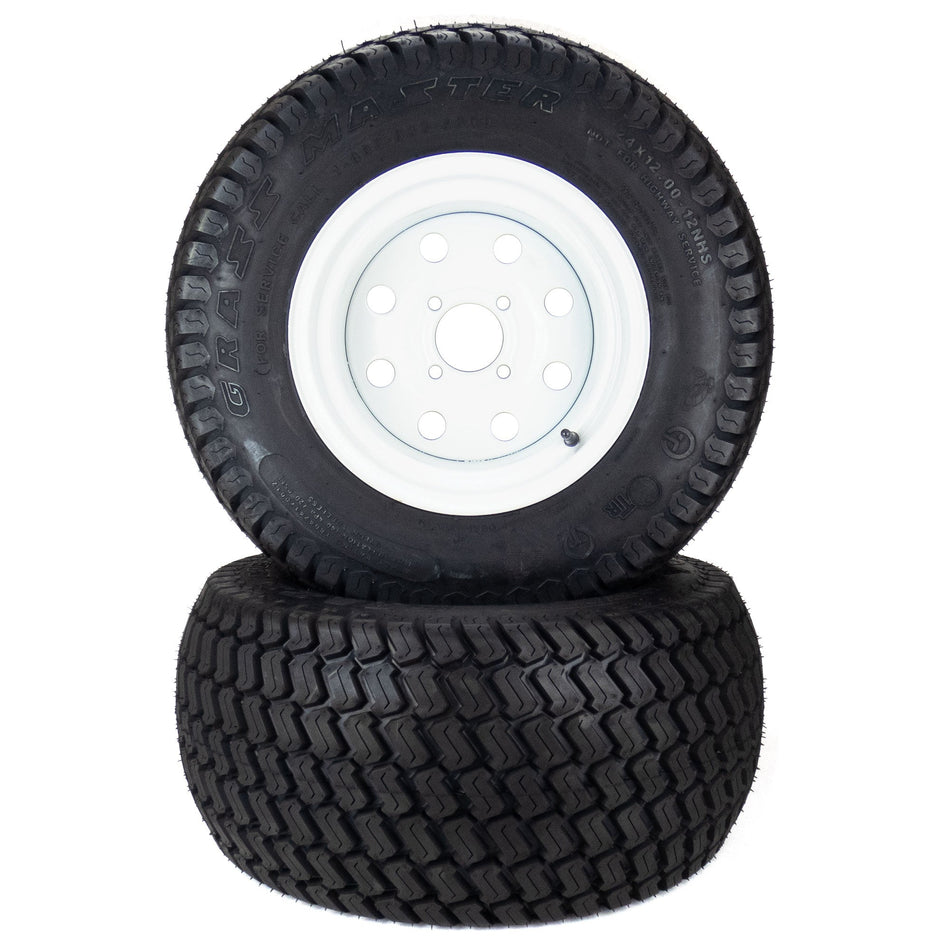 (2) Turf Wheel/Tire Assemblies 24x12.00-12 Fits Exmark, Toro 109-8972 - 109-3156