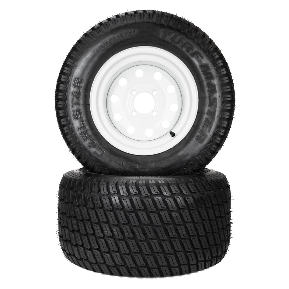 (2) Carlstar/Carlisle Turf Master Tire Assemblies 24x12.00-12 Fits Exmark Toro Lazer Z 109-8972