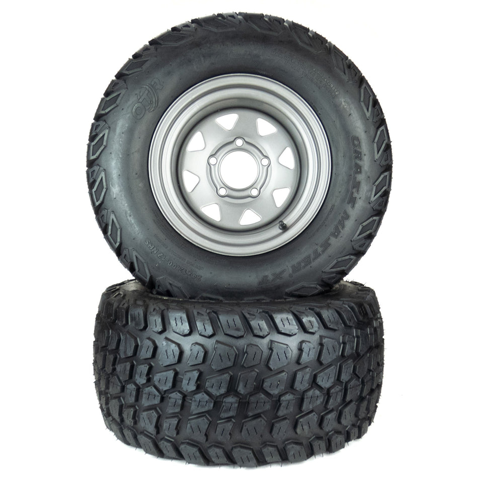 (2) Grassmaster XT Tire Assemblies 24x12.00-12 Fits Gravely PT 200 400 60" 72" 07101119