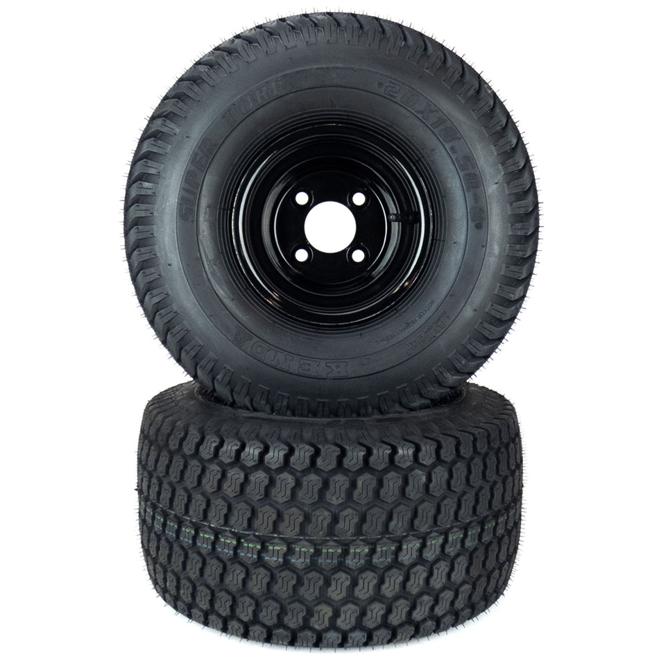 (2) K500 Super Turf Tire Assemblies 20x10.50-8 Fits Toro GrandStand 48" 52" 140-1888 140-1889