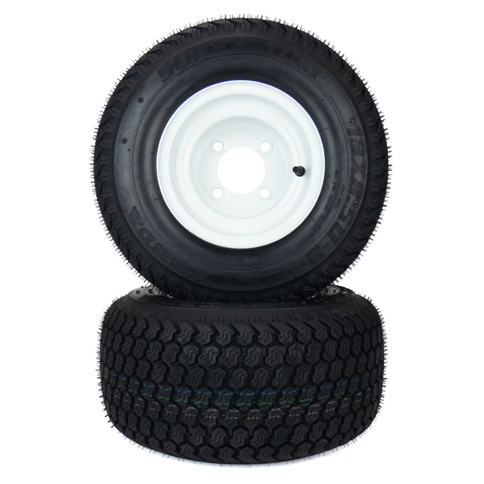 (2) Super Turf Tire Assemblies 18x8.50-8 Golf Cart ClubCar EZGO No Lift Required