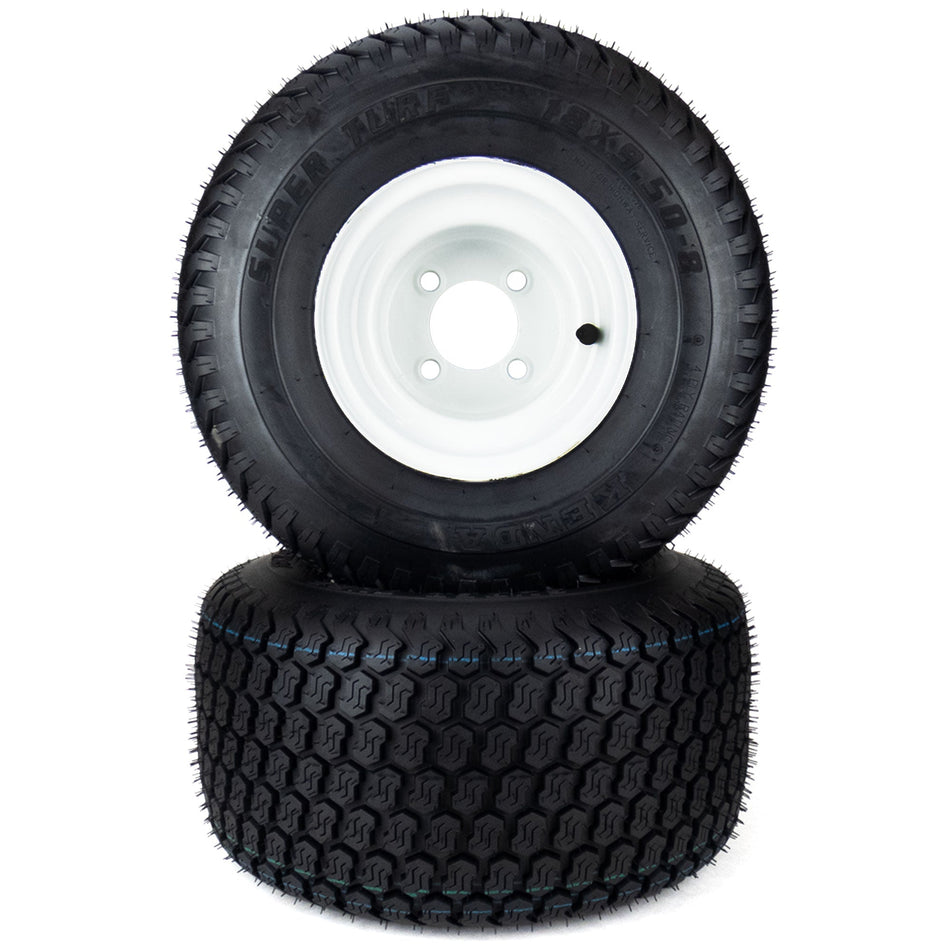 (2) K500 Super Turf Tire Assemblies 18x9.50-8 Fits Models D and T 7070
