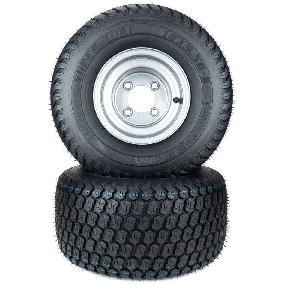(2) K500 Super Turf Tire Assemblies 18x9.50-8 Fits Hustler Fastrak & Sport 784264