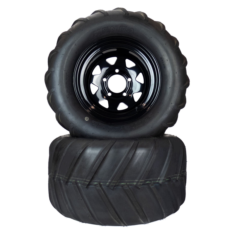 (2) Aggressive Tire Assemblies 24x12.00-12 Fits Gravely Pro-Turn 300 07101511
