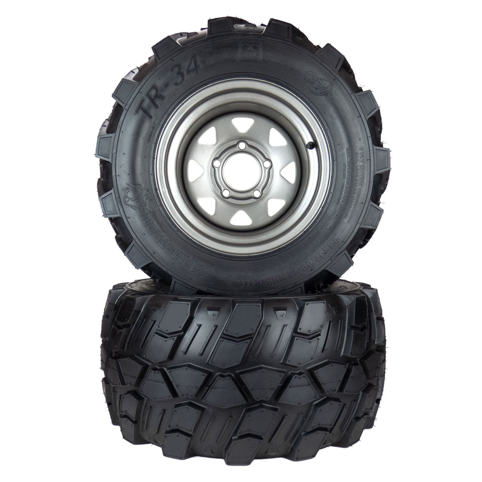 (2) Aggressive Tire Assemblies 24x12.00-12 Fits Gravely PT 200 400 60" 72" 07101119