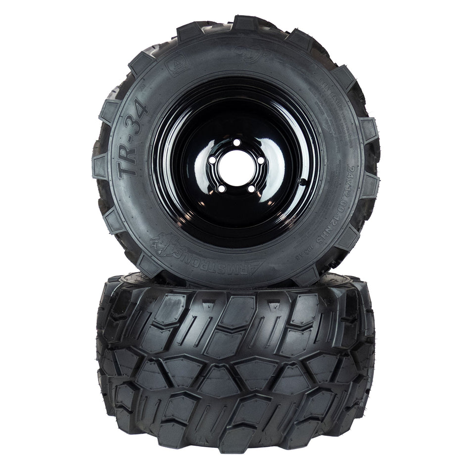 (2) Aggressive Tire Assemblies 24x12.00-12 Fits Bad Boy Outlaw 54" 022-4050-00