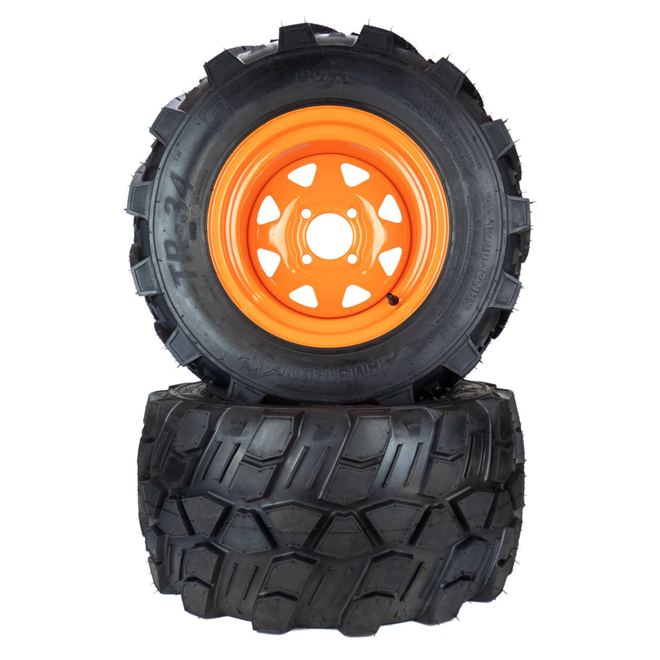 (2) Aggressive Tire Assemblies 24x12.00-12 Fits Scag Patriot Tiger Cat II 61" 481850