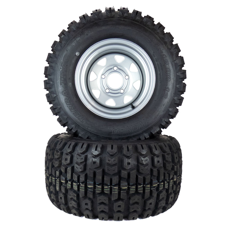 (2) All Terrain Tire Assemblies 26x12.00-12 Fits Hustler Super Z 66" 72" 604455