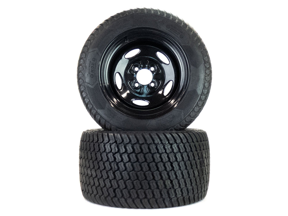 (2) Flat Free Turf Tire Assemblies 24x12.00-12 or 14 Fits Lazer Z / ZTrak / Z Master / Never Down 4 Lug Black