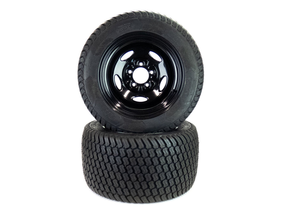 (2) Flat Free Rear Turf Tire Assemblies 24x12.00-12 Compatible With Hustler Super S 60" 607929 607104